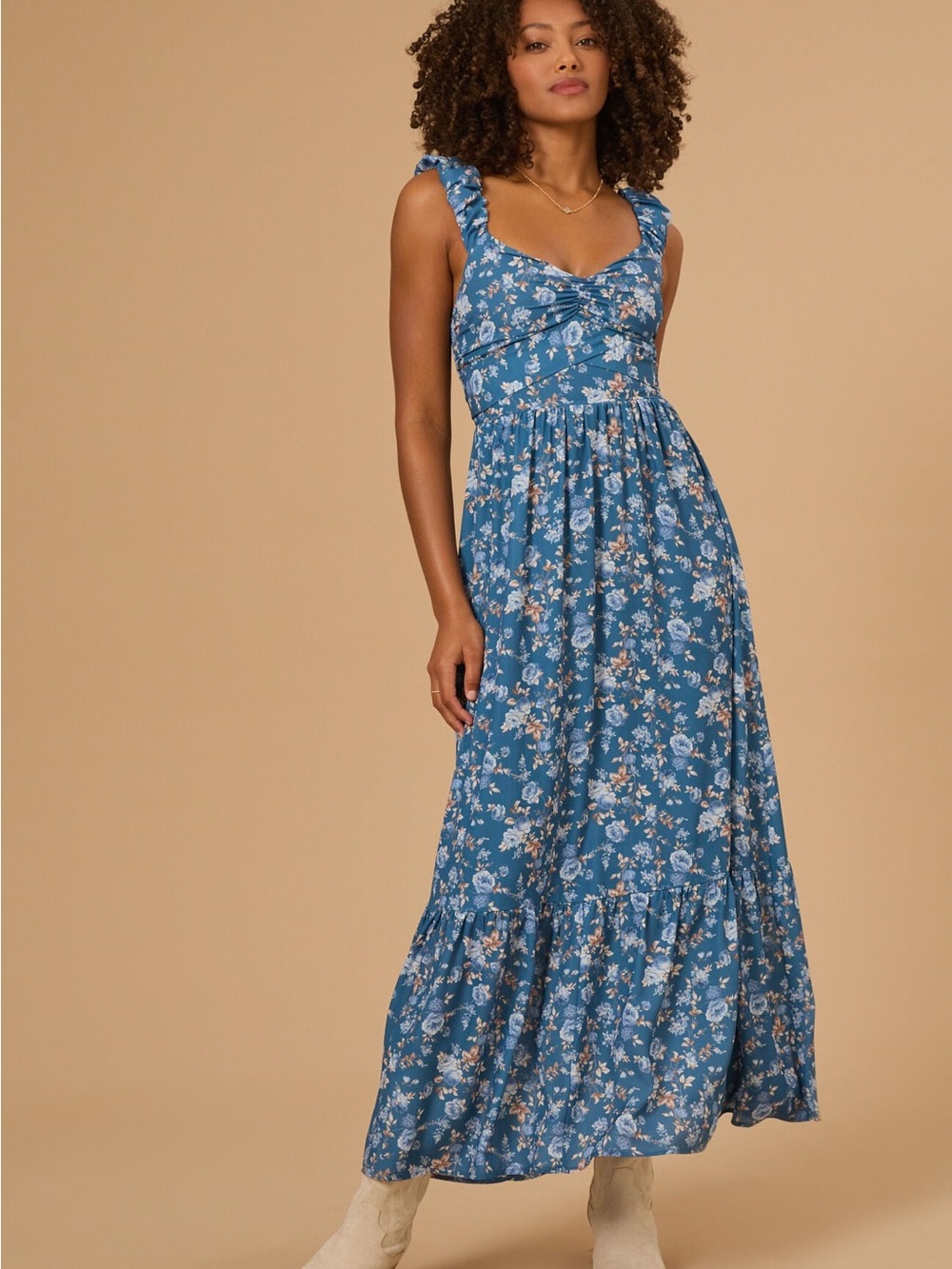 Altar'd State Blue Floral Midi Dress